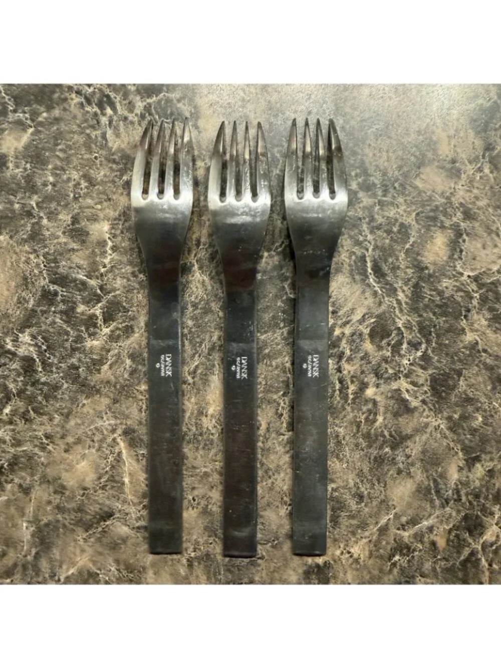 3 Dansk Thebe Stainless Salad Forks Japan Satin Ribbed Flatware Replacement